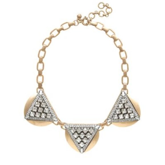 J. CREW Metallic Crystal Triangles Necklace - Picture 1 of 7